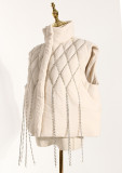 Small and popular loose waistcoat, diamond chain decoration, cotton clip sleeveless coat