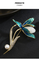 Luxury Hotan Jade brooch High grade pearl magnolia corsage clothing accessories Elegant pin Luxury Hotan Jade brooch High grade pearl magnolia corsage clothing accessories Elegant pin