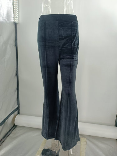 Collage gold velvet micro lapel pants High waist casual pants