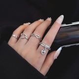 Creative hollow heart ring set of 4 women's ins style simple open forefinger ring