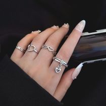 Creative hollow heart ring set of 4 women's ins style simple open forefinger ring Creative hollow heart ring set of 4 women's ins style simple open forefinger ring