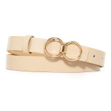 Double loop jeans 8-button metal belt smooth buckle thin belt skirt decorative belt fashionable white
