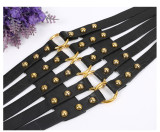 Fashionable vintage hollowed out Liuding super wide waist cover women's versatile skirt down jacket decoration black belt