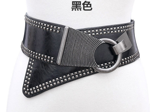Wind Liuding slanting elastic elastic personality fashion wide waist cover slanting women's belt decoration