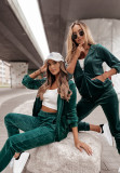 Fashion hooded Korean velvet sports casual suit two-piece set