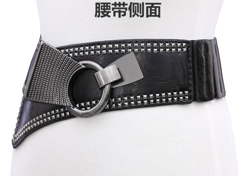 Wind Liuding slanting elastic elastic personality fashion wide waist cover slanting women's belt decoration