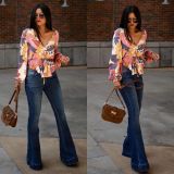 Temperament Slim Flare Jeans Pants