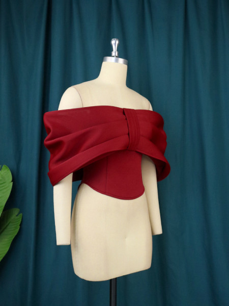 Bowknot bra off shoulder short top sexy style show white show thin red T-shirt vest
