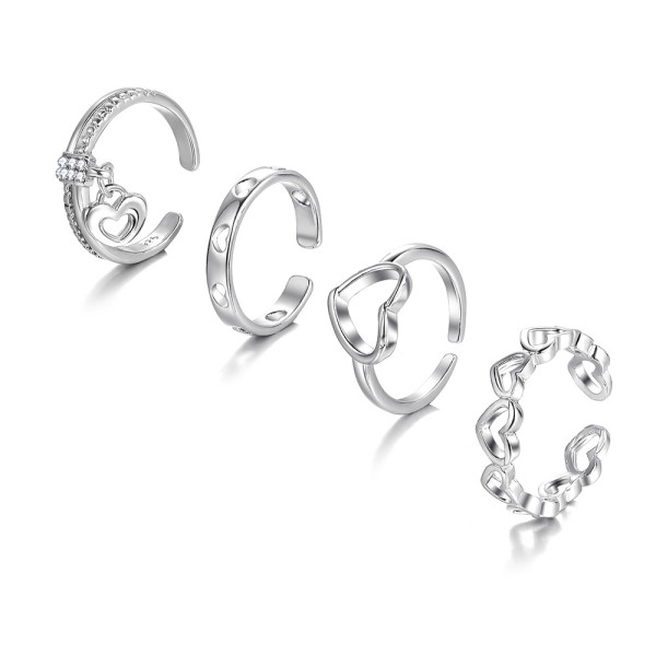 Creative hollow heart ring set of 4 women's ins style simple open forefinger ring