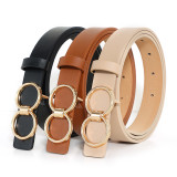 Double loop jeans 8-button metal belt smooth buckle thin belt skirt decorative belt fashionable white