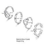 Creative hollow heart ring set of 4 women's ins style simple open forefinger ring