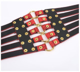 Fashionable vintage hollowed out Liuding super wide waist cover women's versatile skirt down jacket decoration black belt