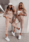 Fashion hooded Korean velvet sports casual suit two-piece set