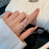 Slightly inlaid zircon wrapped snake ring, fashionable and personalized index finger ring