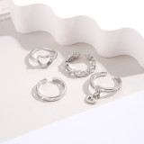 Creative hollow heart ring set of 4 women's ins style simple open forefinger ring