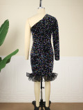 Temperament style colorful sequin dress