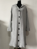 Hooded cardigan loose knit long coat C659526610350