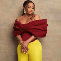 Bowknot bra off shoulder short top sexy style show white show thin red T-shirt vest Bowknot bra off shoulder short top sexy style show white show thin red T-shirt vest