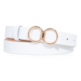 Double loop jeans 8-button metal belt smooth buckle thin belt skirt decorative belt fashionable white