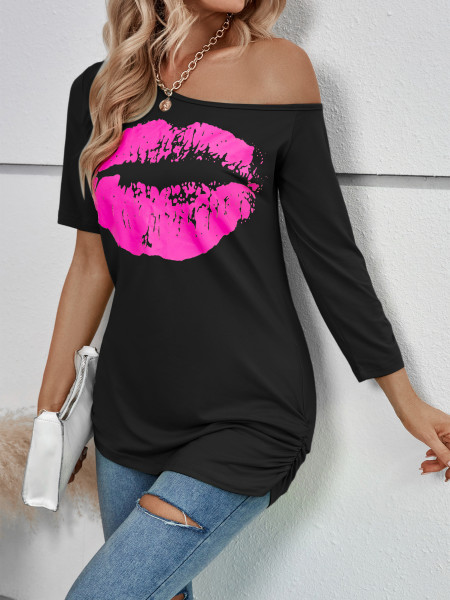 Off Shoulder Irregular Sleeve Fashion Slim Top