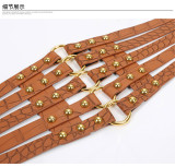 Fashionable vintage hollowed out Liuding super wide waist cover women's versatile skirt down jacket decoration black belt