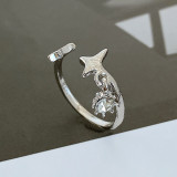 Vintage Temperament Open Ring Star Cool Wind Ring Female High Grade Diamond Setting Star Personality Index Finger