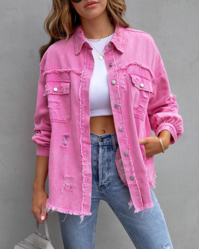 Worn-out denim jacket