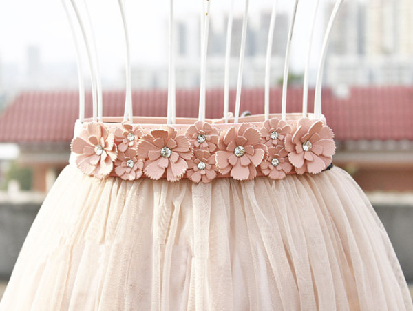 Women's flower elastic belt skirt belt sweet and versatile rhinestone thin waist dress accessories