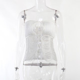 Tassel cut out bandage sexy bodice top Spicy girl exposed navel vest