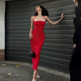 Temperament Tunic Neck Tie Dress Slim Party Dress Long Dress