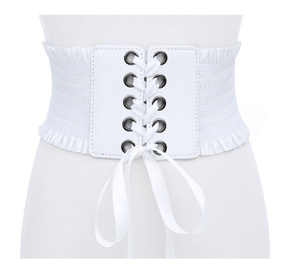 Women's tassel bow tie belt Super wide waist closure Fashion skirt lace up waist closure