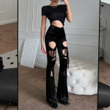 Slim slim hollow lace velvet casual pants design sense versatile pants