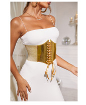 Fashion Wide Lace Waist Cover Women's Versatile Dress Top Decorative Belt Elastic Belt