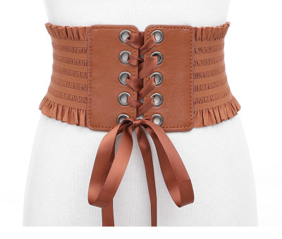 Women's tassel bow tie belt Super wide waist closure Fashion skirt lace up waist closure