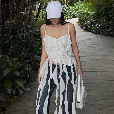 Fashion Personality Ruffles Tassels Sexy Spicy Girl Sling Vest