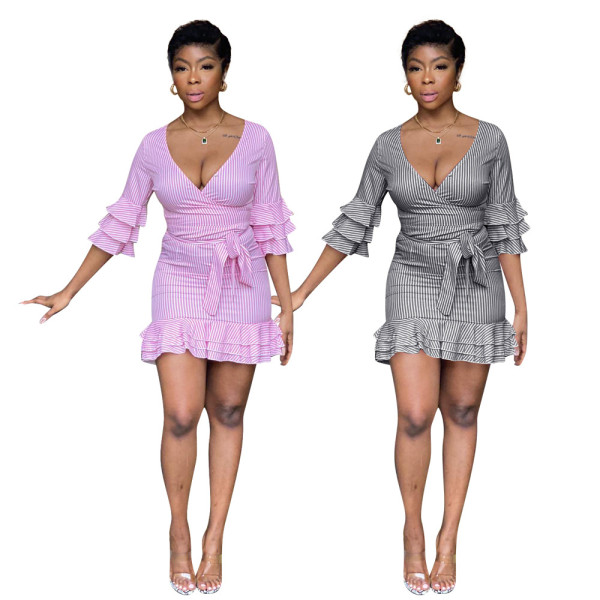 Zip Strap Multi Ruffle Dress