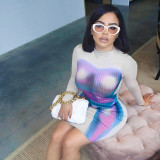 Fashion Personality Body Pattern Print Sexy Skinny Dress