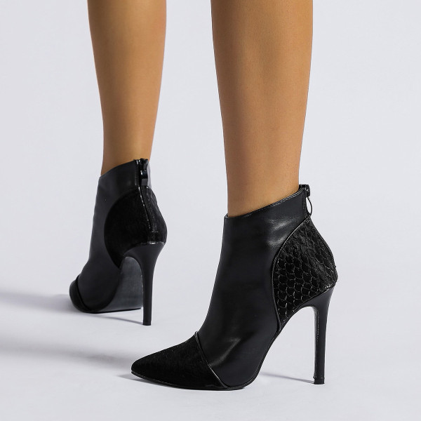 Fashion Boots Thin Boots Pointed Thin Heel Soft Leather Back Zipper Solid Short Boots