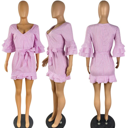 Zip Strap Multi Ruffle Dress