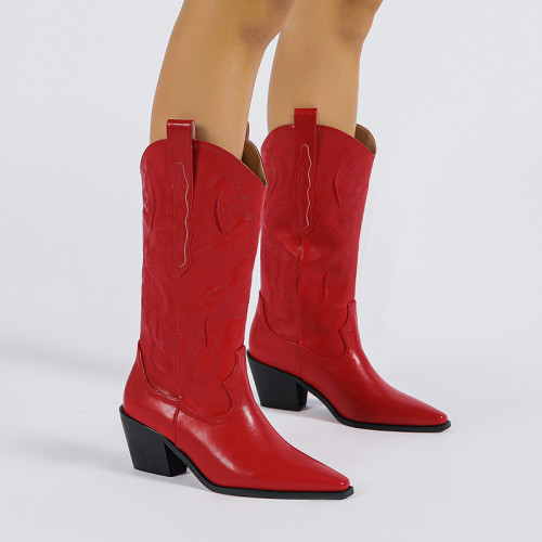 Thick Heel Medium Boots Medium Heel High Boots Women's Boots Large Size Denim Boots