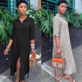 Sexy fashion loose solid color women's long lining dress