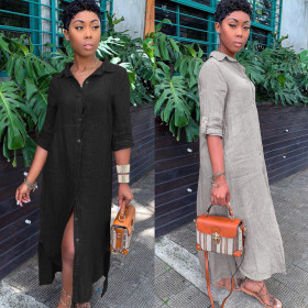 Sexy fashion loose solid color women's long lining dress