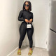 Reversible solid color basic tight long sleeve jumpsuit trousers