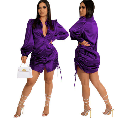 Women's shirt Women's satin silk like long sleeve
