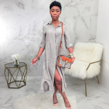 Sexy fashion loose solid color women's long lining dress