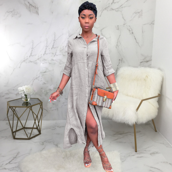Sexy fashion loose solid color women's long lining dress