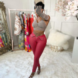Slim zippered irregular trousers