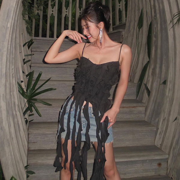 Fashion Personality Ruffles Tassels Sexy Spicy Girl Sling Vest