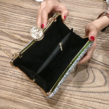 Diamond inlaid concave pillow dinner bag handbag lady's banquet one shoulder cross body small bag chain handbag