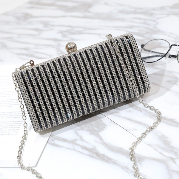 Small drill bag, diamond inlaid dinner dress, water drill handbag, one shoulder cross body chain small women's bag